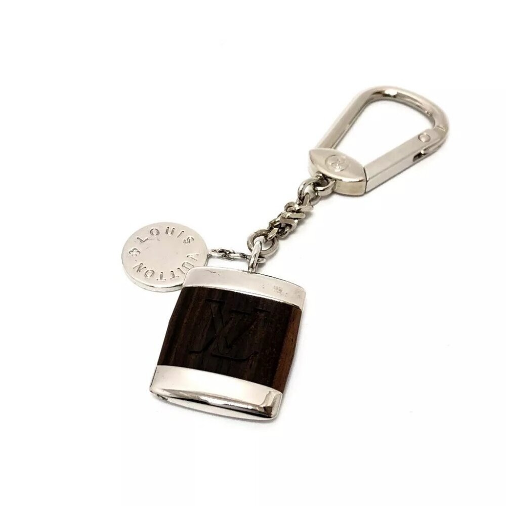 LOUIS VUITTON Porte-Clairvoy Key ring Bag Charm Wood / Metal Brown/Silver - Picture 6 of 7